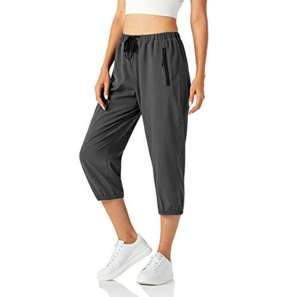 Zipper Pockets CongYee Women Lightweight Capri Jogger Hiking Shorts Running Capri Pants Quick Dry UPF 50 